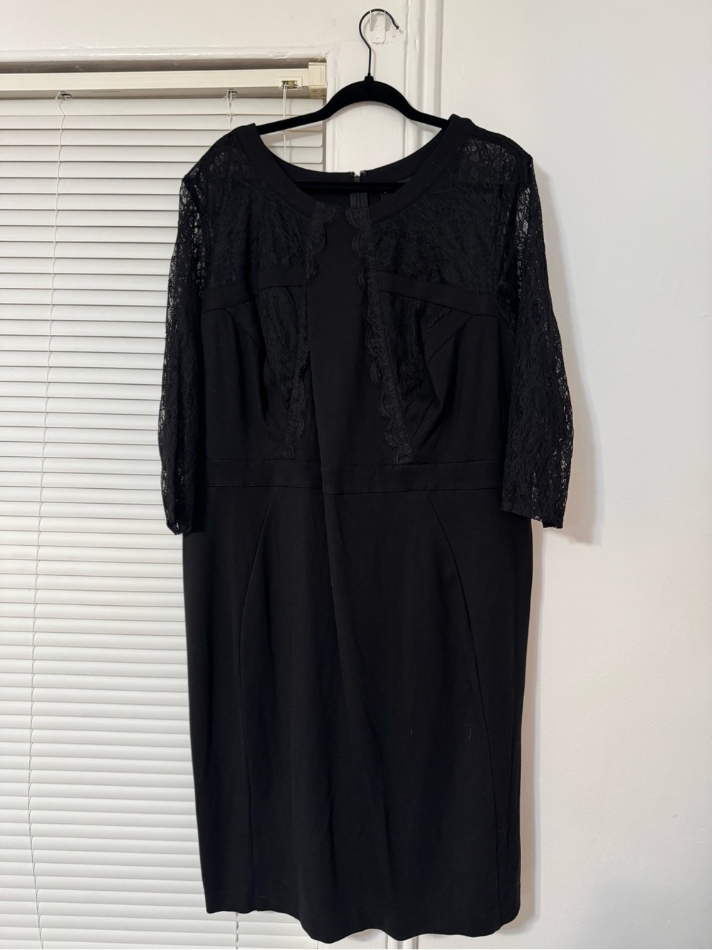 Lane Bryant Black Lace-Panel Midi Dress
